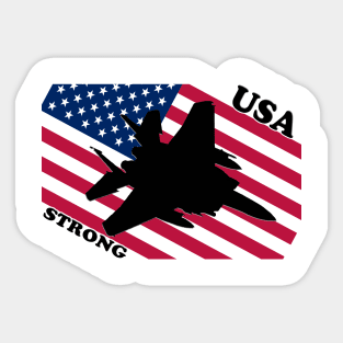 USA Strong - F-18 Silhouette with American Flag Sticker